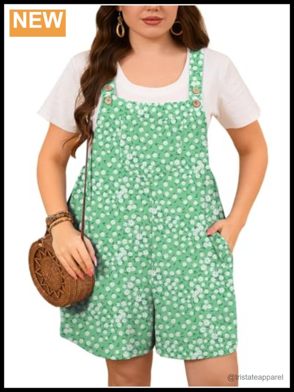 Plus Size Overall Romper Adjustable Button Strap Loose Fit Summer Jumpsuit